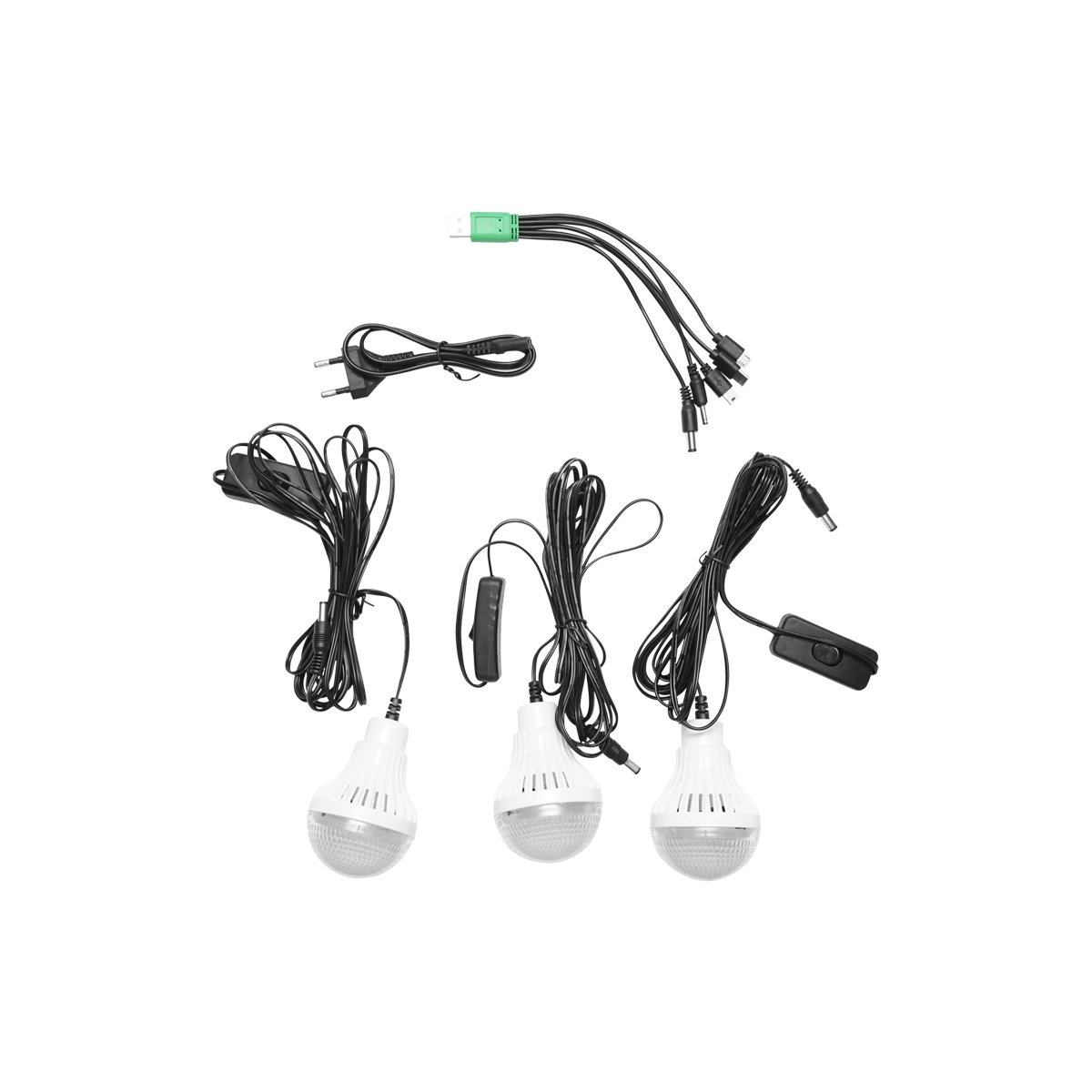 Kit iluminat portabil LED cu 3 becuri/proiector, panou solar si baterie 6V, 4.5Ah pentru pescuit camping GD-12